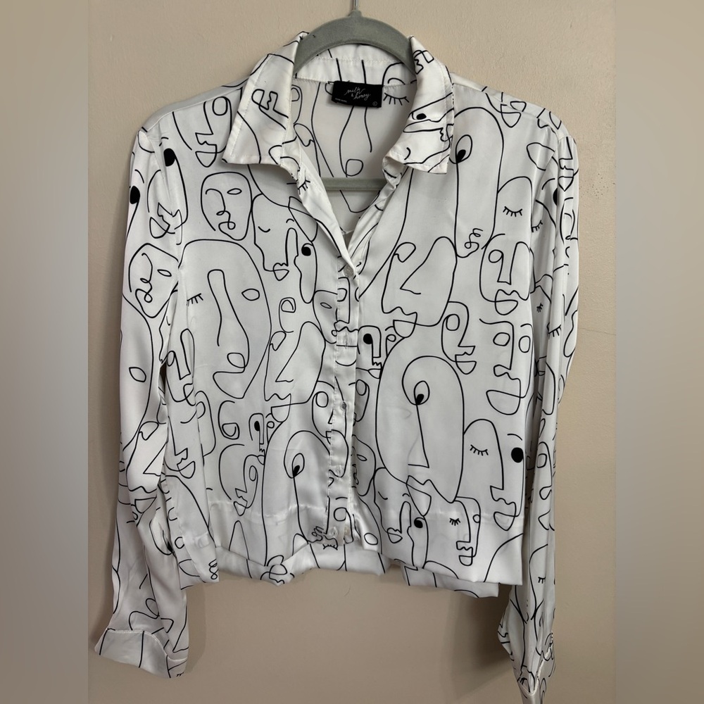 Milk and Honey Abstract Face Print Blouse